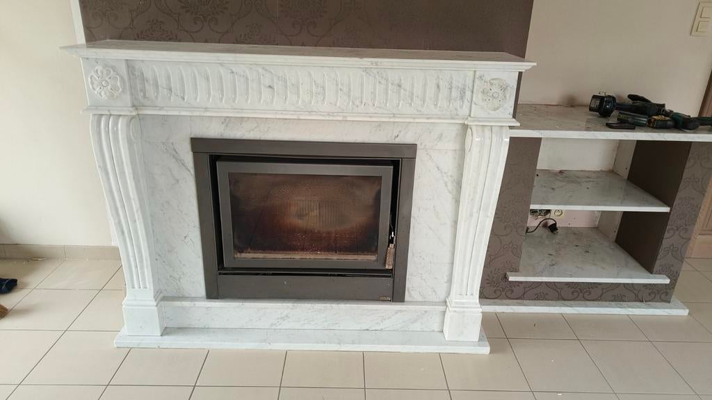 Sierschouw in wit marmer, Huis en Inrichting, Haarden, Ophalen