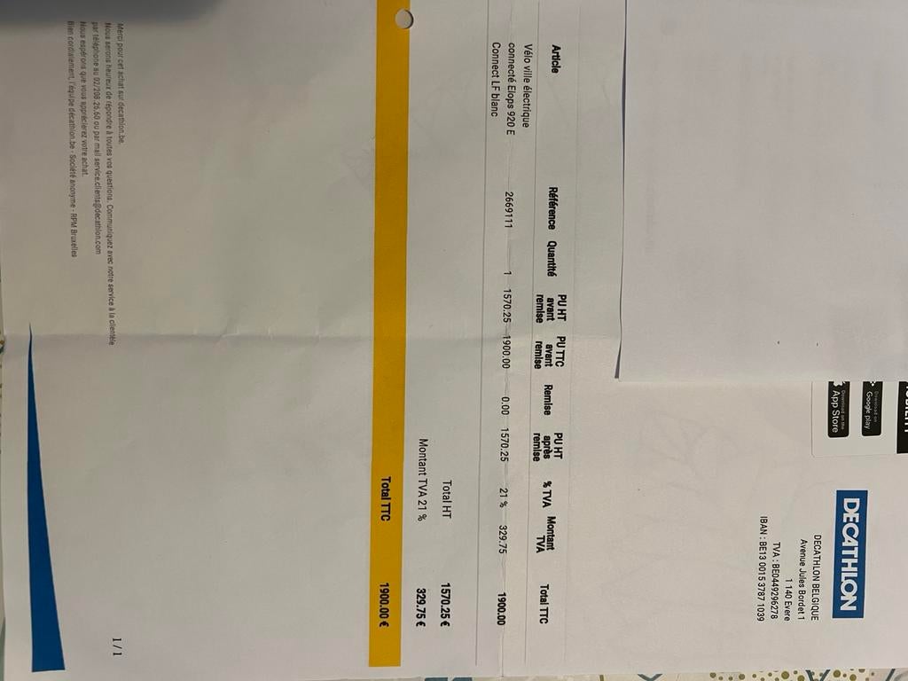 Vélo électrique Elops Blanc, Enlèvement, Comme neuf, 50 km par batterie ou plus