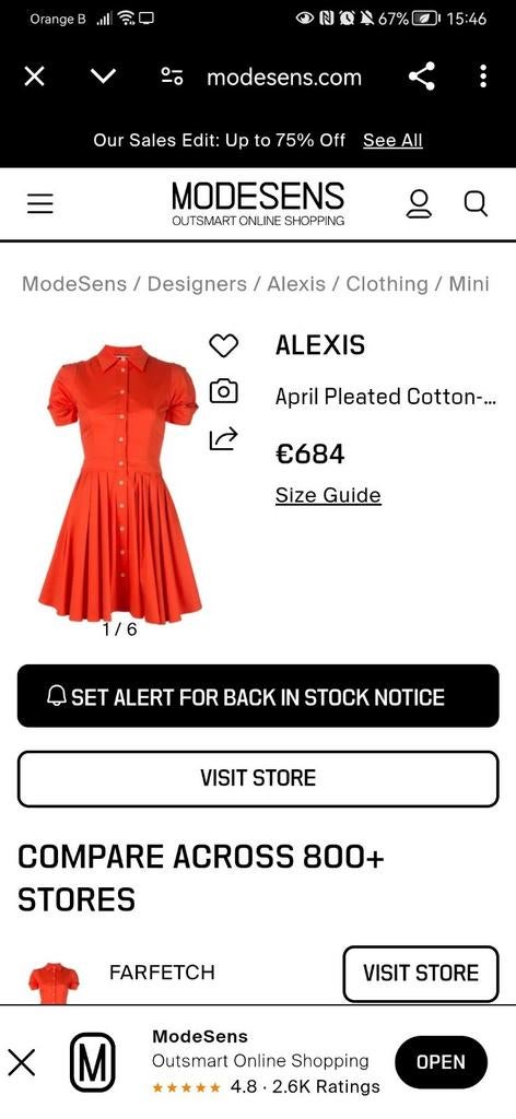 Alexis april pleats red dress, Maat 38/40 (M), Alexis, Nieuw, Ophalen of Verzenden