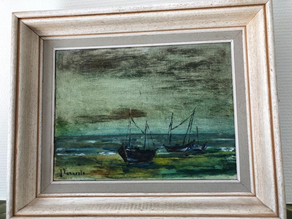 Schilderij twee vissersboten - J. Vanneste, Ophalen