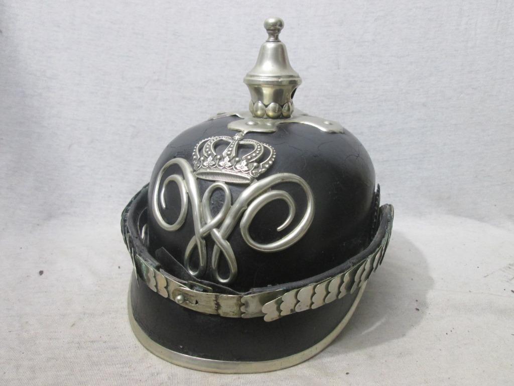 Duitse leren politie helm van een Adjudant met gekroonde W., Verzamelen, Militaria | Algemeen, Ophalen of Verzenden