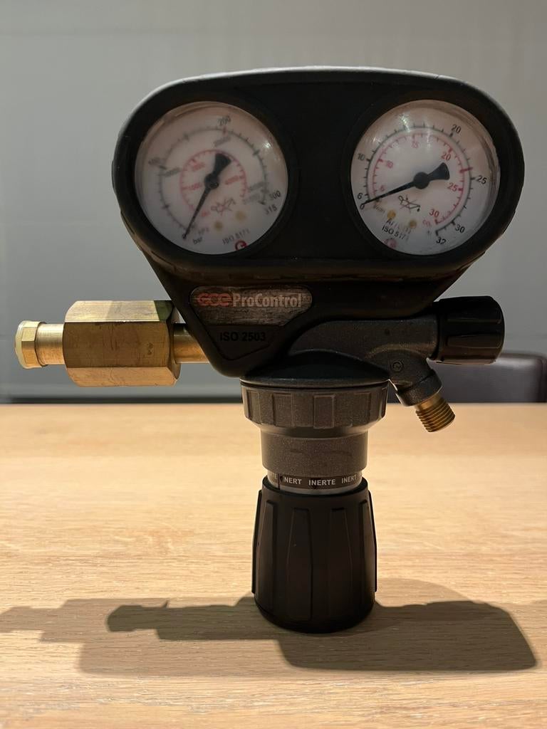Reduceerventiel-Manometer-Drukregel Argon/CO2 GCE PROCONTROL, Doe-het-zelf en Bouw, Meetapparatuur, Ophalen of Verzenden, Zo goed als nieuw