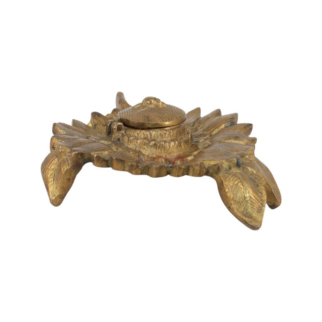 Encrier ancien surmonté d’une coccinelle – vers 1900, Antiquités & Art, Enlèvement ou Envoi, Cuivre