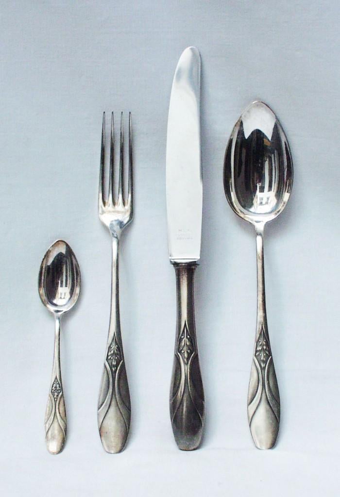 Couverts de table Art Nouveau 48 pièces - Arno Bauer., Antiquités & Art, Antiquités | Couverts, Enlèvement ou Envoi