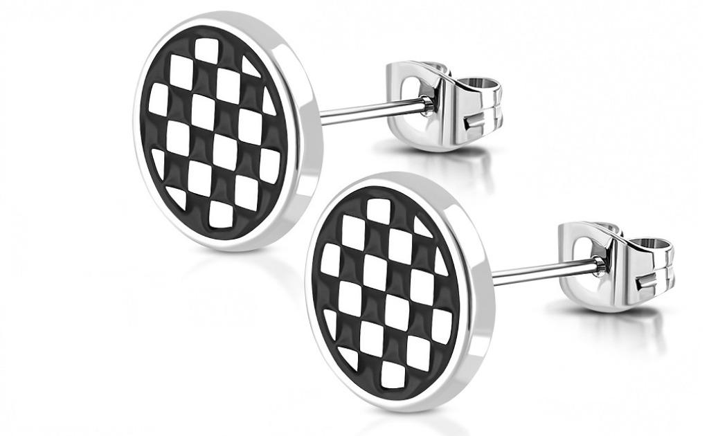 Roestvrij stalen mannenoorbellen checker, Ophalen of Verzenden, Nieuw