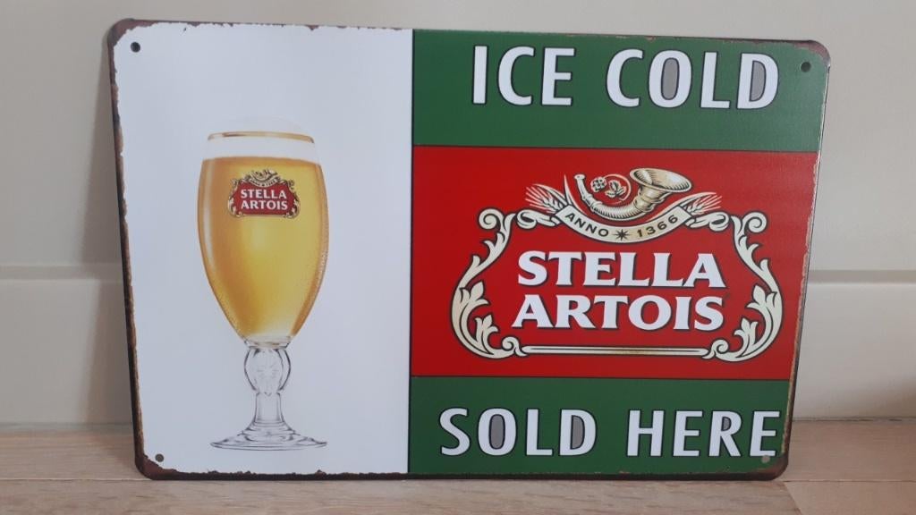 Assiette murale STELLA ARTOIS à bière en métal look vintage, Collections, Enlèvement ou Envoi, Neuf, Panneau, Plaque ou Plaquette publicitaire