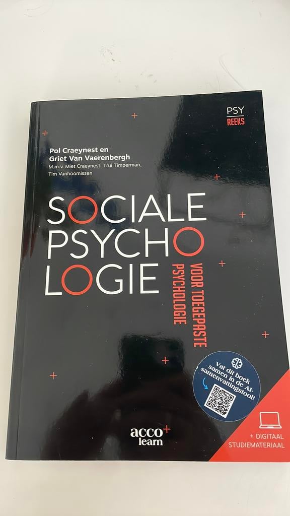 Sociale Psychologie voor toegepaste psychologie, Boeken, Psychologie, Sociale psychologie, Ophalen of Verzenden