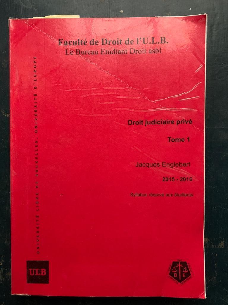 Droit judiciaire privé- Tome 1 - Jean Englebert - 2015-2016, Livres, Envoi, Utilisé, Enseignement supérieur, Jean Englebert