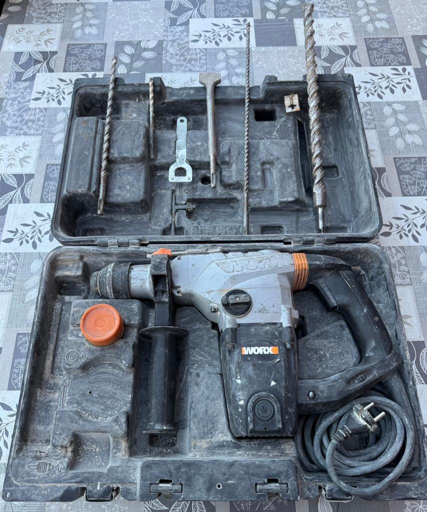 WORX WX333 complet avec boîtier+perceus+burin, Bricolage & Construction, Outillage | Foreuses, Enlèvement, Comme neuf