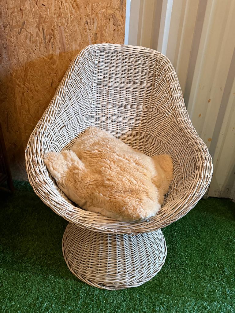 Rieten zetel wit, 75 à 100 cm, Osier ou Rotin, Moins de 150 cm, Une personne