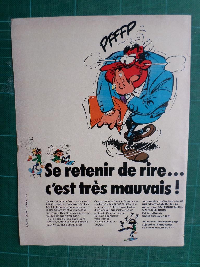 Gaston Lagaffe - publicité papier - 1972, Enlèvement ou Envoi, Gaston ou Spirou, Utilisé, Autres types
