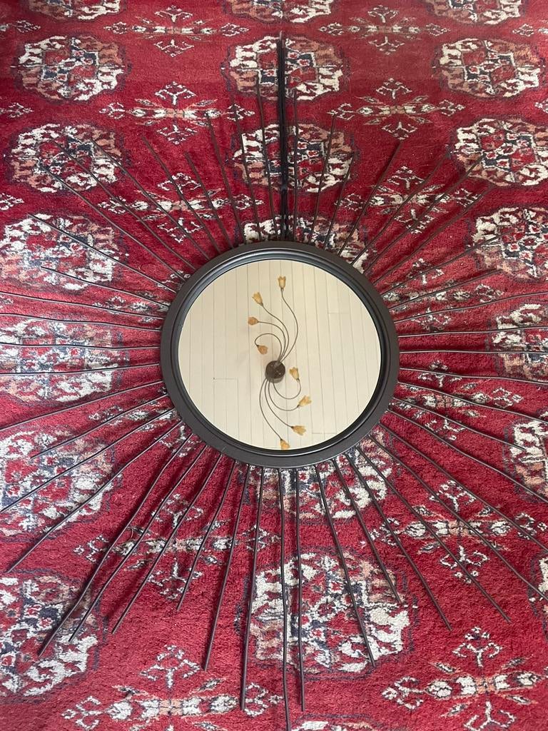 Grote excentrieke metalen zonnespiegel, Ophalen of Verzenden, Gebruikt