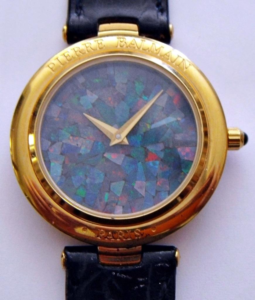Montre dame Balmain, cadran opale plaqué or, brac. cuir noir, Ophalen of Verzenden, Nieuw