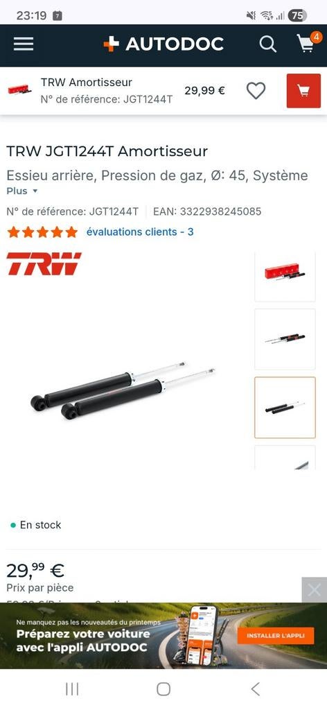 Amortisseur arrière hyundai ix35 , année 2011