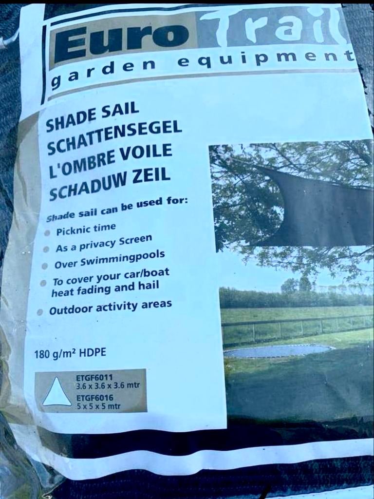 3 hoekig schaduwdoek, Tuin en Terras, Schaduwdoeken, Ophalen, Nieuw