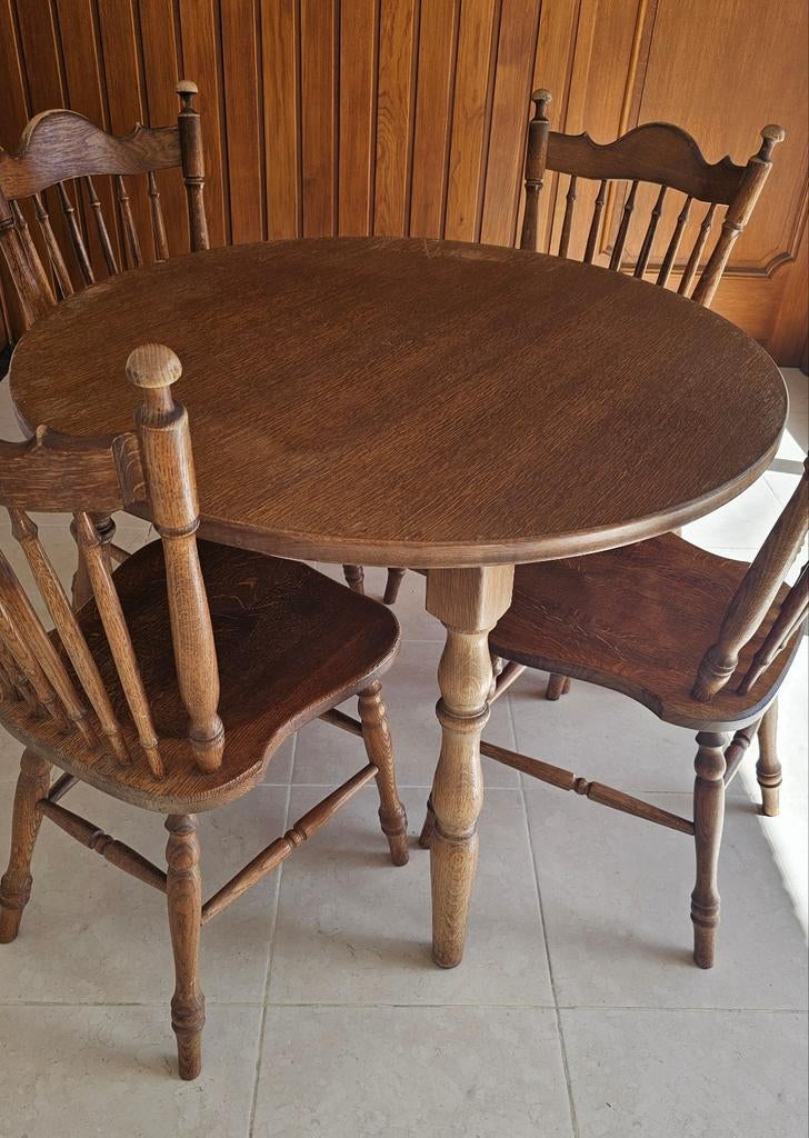 Tafelset in eik. Vintage en zeer stevig., Huis en Inrichting, Complete eetkamers, Ophalen