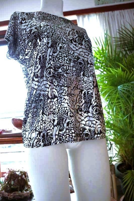 glanzend zwart wit leuk T-shirt, Vêtements | Femmes, T-shirts, Comme neuf, Taille 38/40 (M), Blanc, Manches courtes, Enlèvement ou Envoi