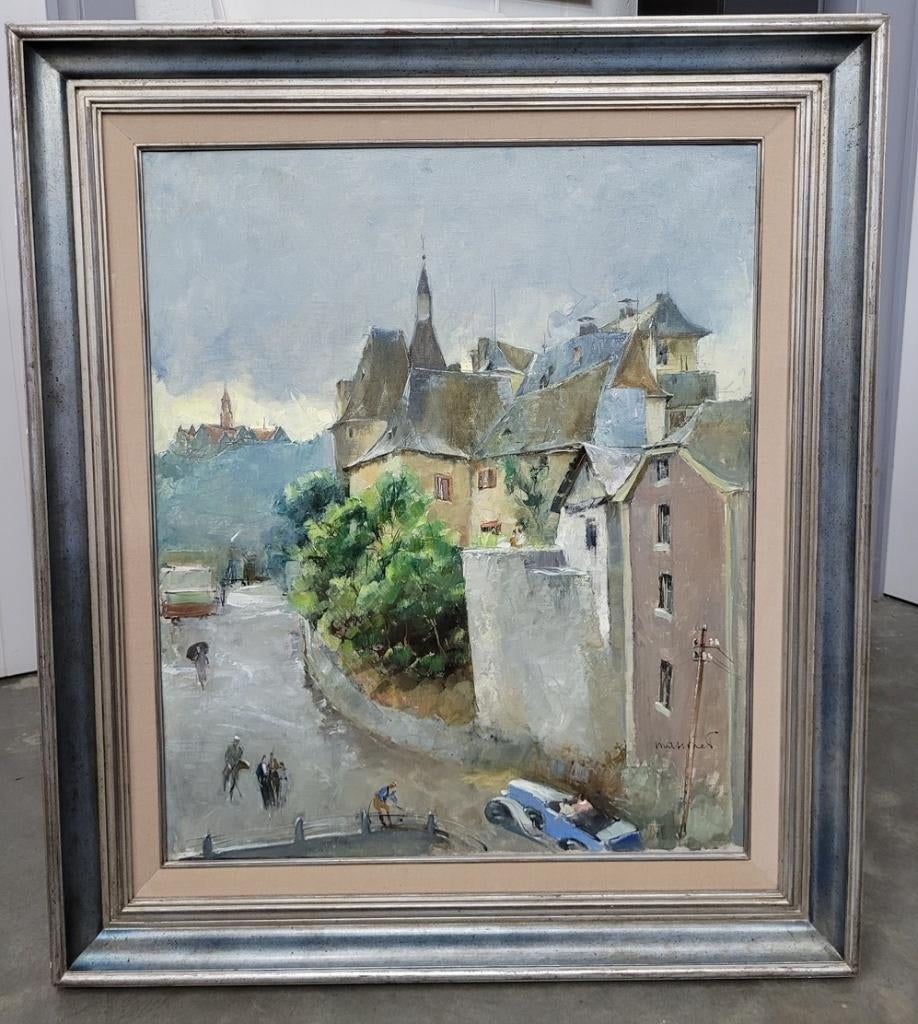 Armand MASSONET, geanimeerd stadsgezicht, Ophalen of Verzenden