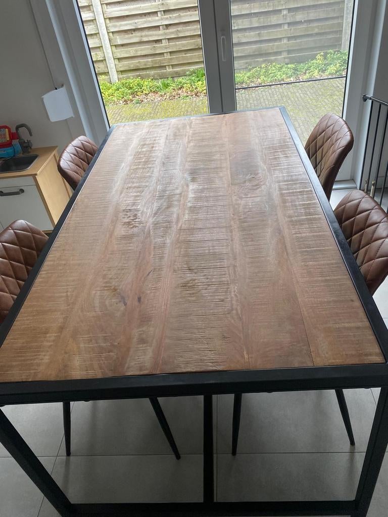 Eettafel mangohout metalen frame industrieel, Enlèvement