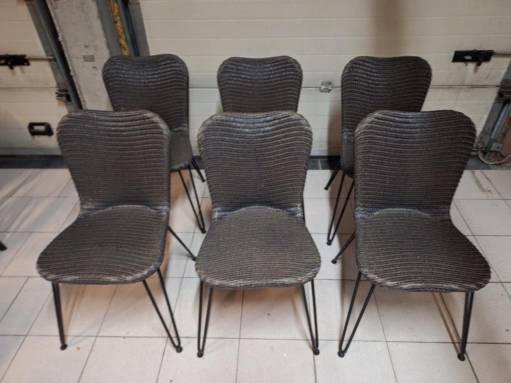 6 gevlochten stoelen. Merk: Vincent Sheppard, Ophalen, Bruin, Zo goed als nieuw, Metaal