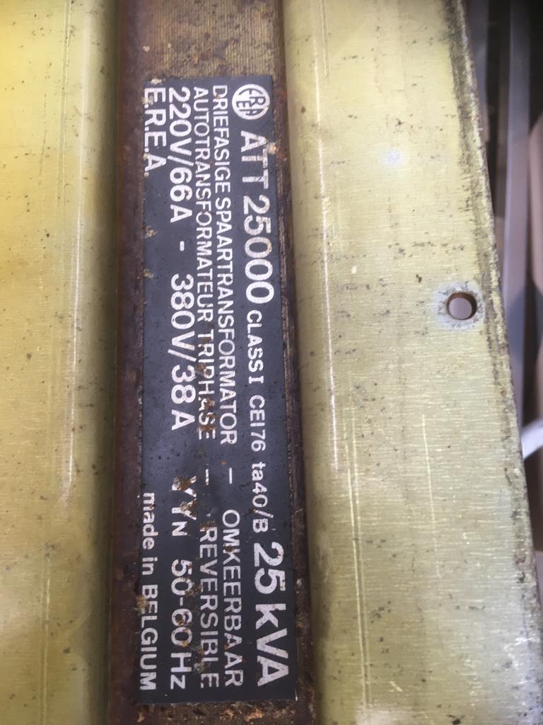 Transfo 220 /380 volt en omkeerbaar 25 kVA, Ophalen, Gebruikt