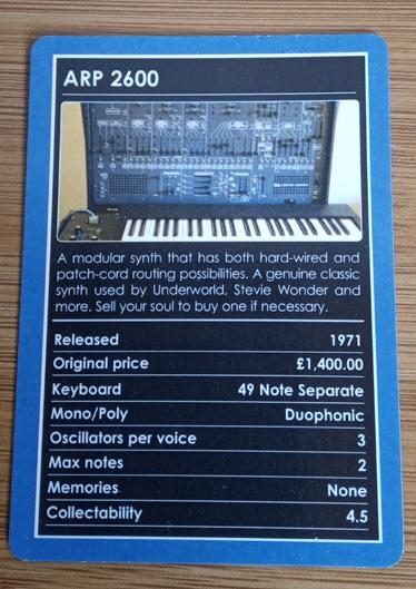 "Vintage Synths Trumps" kwartet kaarten, Verzamelen, Speelkaarten, Jokers en Kwartetten, Ophalen of Verzenden, Zo goed als nieuw