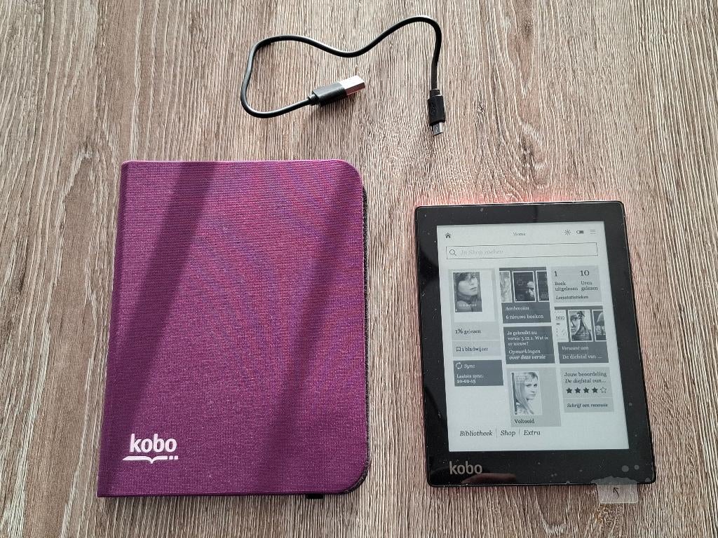 E-Reader Kobo Aura + Case NIEUWSTAAT!, Informatique & Logiciels, E-readers, Kobo, Comme neuf, Enlèvement, Écran tactile