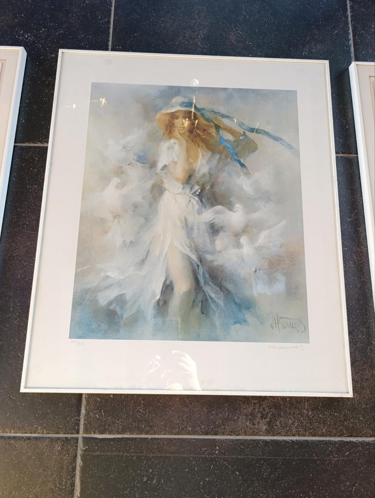 Gesigneerde litho 'Doves' van Willem Haenraets, Enlèvement
