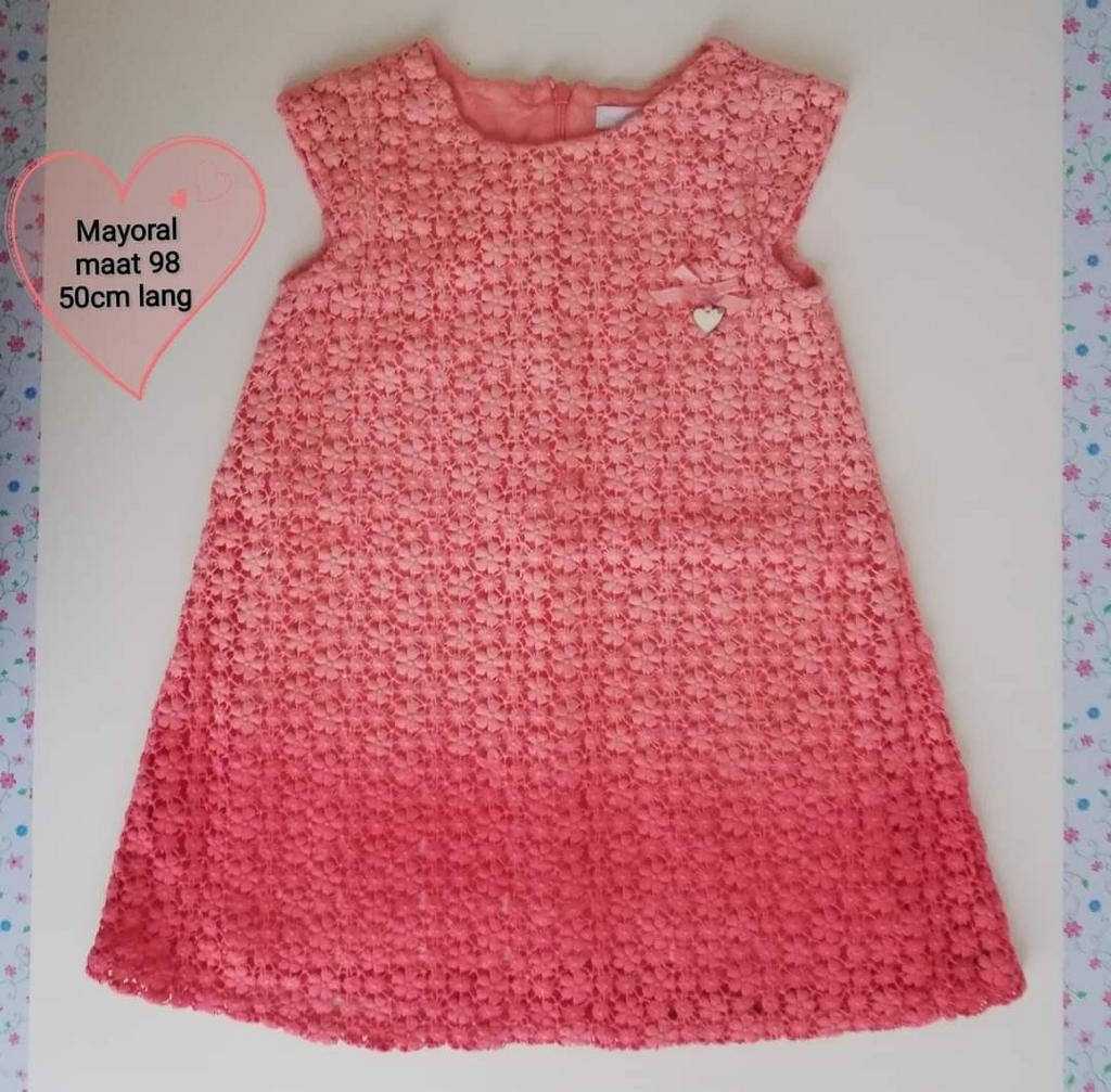 Zalmkleurige jurk Mayoral maat 98, Meisje, MAYORAL, Ophalen of Verzenden, Zo goed als nieuw