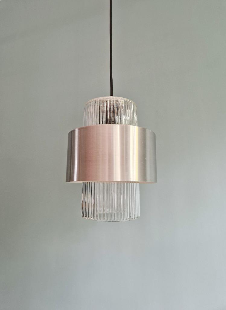 Suspension scandinave en verre et aluminium brossé, Enlèvement ou Envoi
