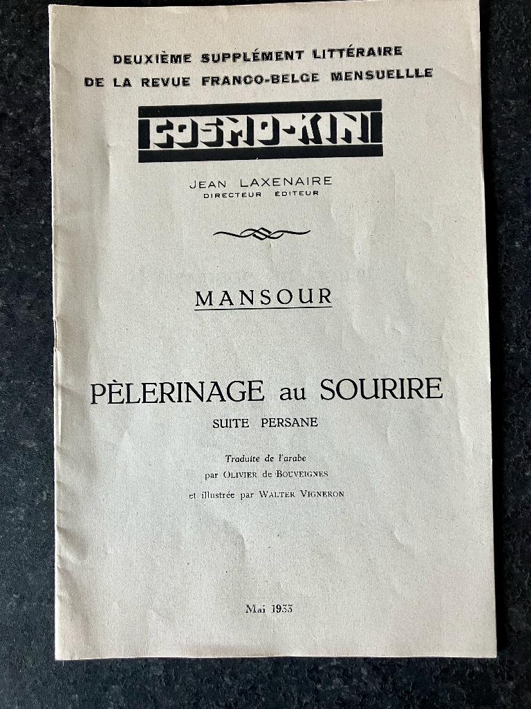 Cosmo-Kin Mansour Pèlerinage au sourire 1933, Boeken, Gedichten en Poëzie, Verzenden