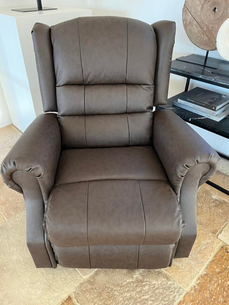 Leder relax zetel met tilt functie, massage en verwarming, Huis en Inrichting, Fauteuils, Nieuw, Leer, Ophalen