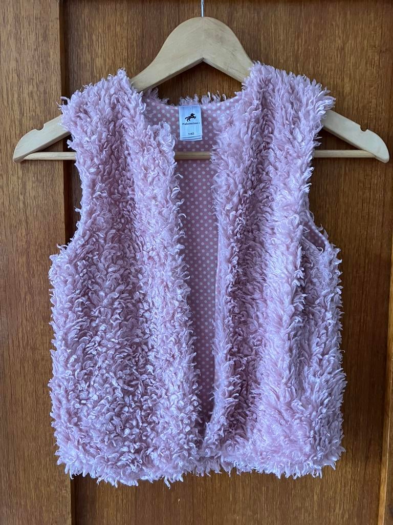 Roze bodywarmer bont maat 140 als nieuw, Ophalen