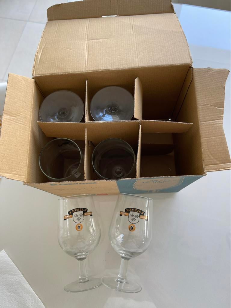 6 ridder nevejan bierglazen, Verzamelen, Biermerken, Zo goed als nieuw, Ophalen of Verzenden