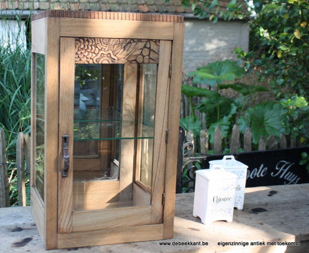 Retro vintage antieke oude vitrine artdeco toonbankkast, Ophalen of Verzenden