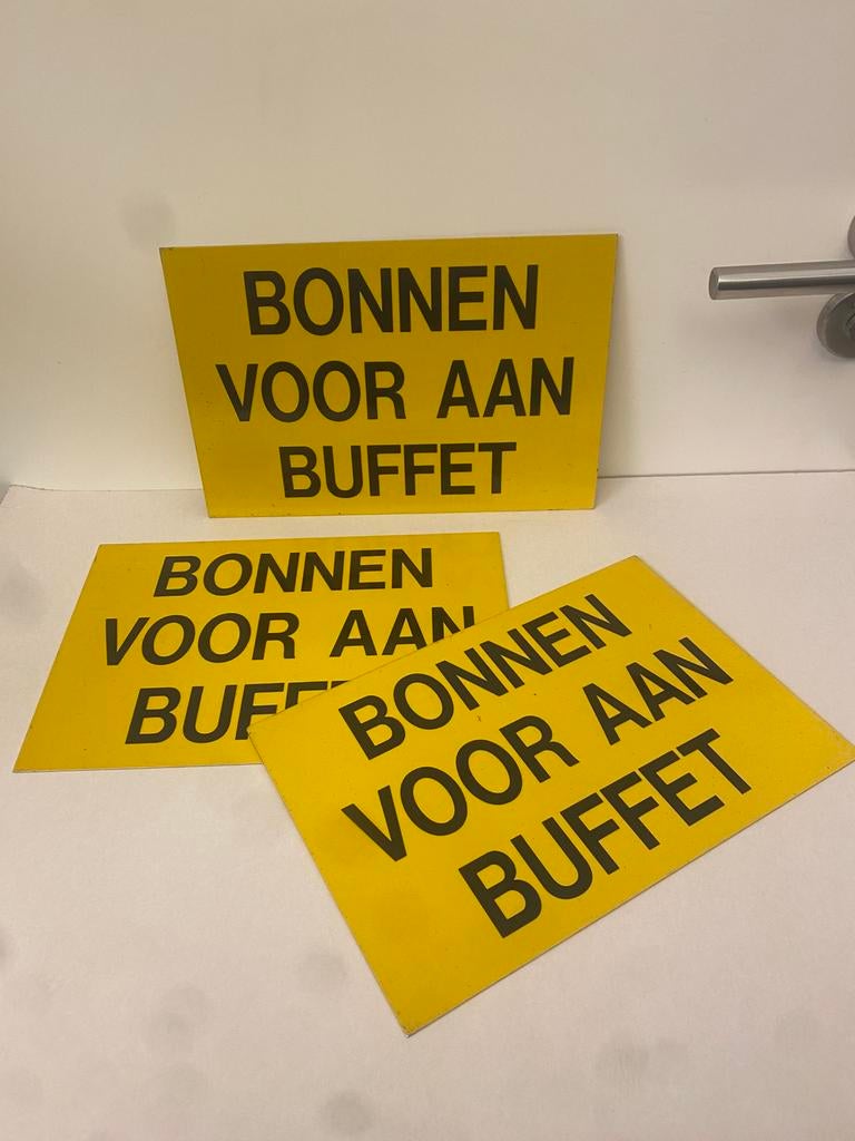 3x Organisatie Borden - Bonnen voor Buffet.