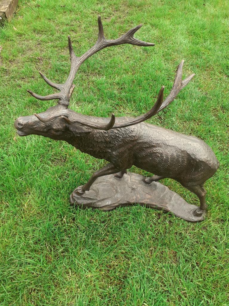 Prachtig bronzen beeld (het gebrul van het hert), Antiek en Kunst, Ophalen, Brons