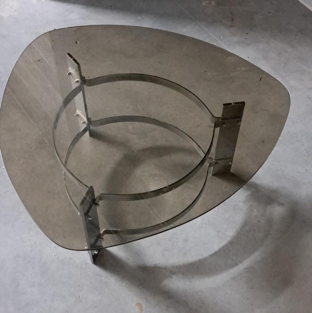 Table basse vintage verre fumé, Maison & Meubles, Tables | Tables de salon, Verre, Enlèvement, Utilisé, 50 à 100 cm