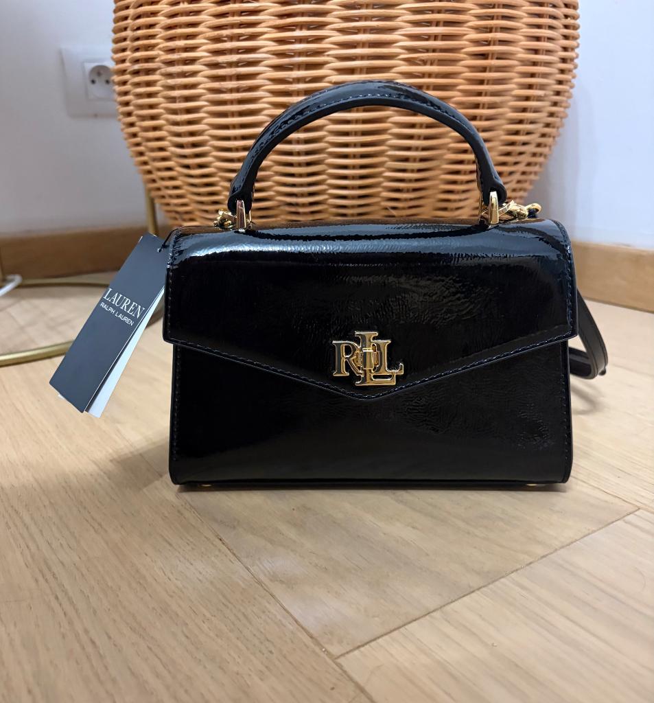 Ralph Lauren farrah small satchel patent leather, Ophalen of Verzenden, Nieuw, Zwart, Handtas