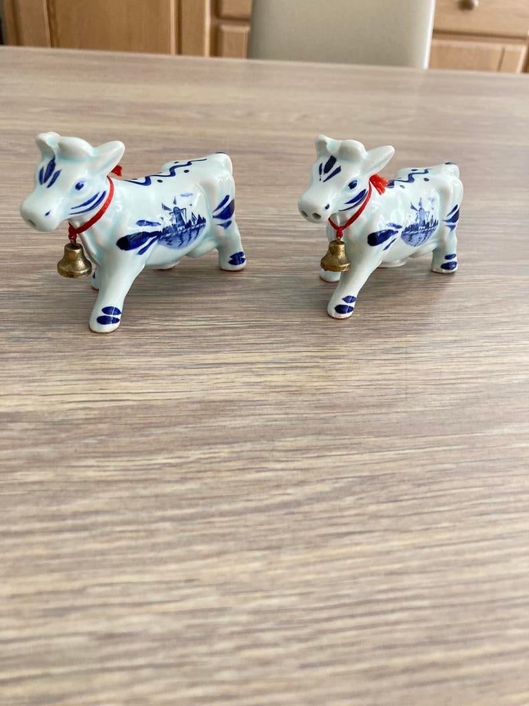 Set à sel et poivre bleu de Delft vintage avec vaches,, Enlèvement ou Envoi