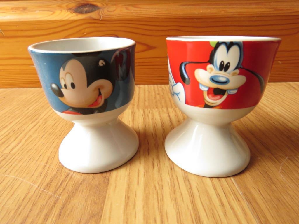 2 coquetiers Mickey et Dingo de Disney en faïence, Ophalen of Verzenden, Zo goed als nieuw, Kom(men)