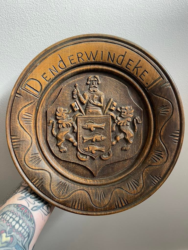 Houten wandbord Denderwindeke, Antiek en Kunst, Ophalen of Verzenden