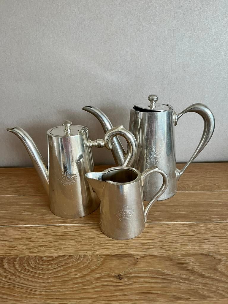 Verzilverde Koffie theeset, Ophalen of Verzenden