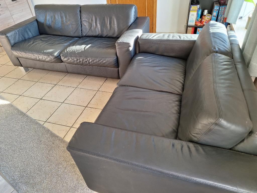 Zwart Salon 2 zit + 2.5 zit, Huis en Inrichting, Ophalen, Gebruikt