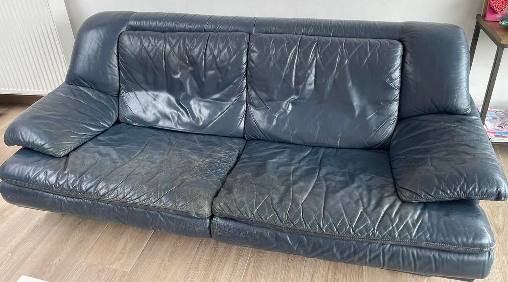 Gratis driezit, Huis en Inrichting, Ophalen, Gebruikt, Driepersoons, Leer