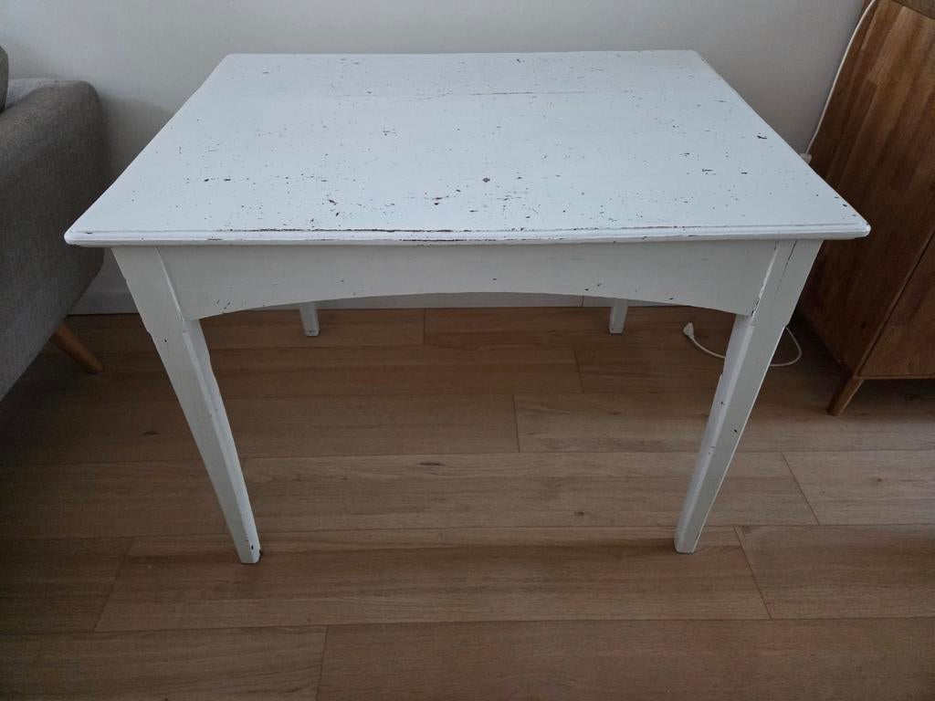 Stevig wit eiken tafeltje 97x73 cm, Huis en Inrichting, Ophalen