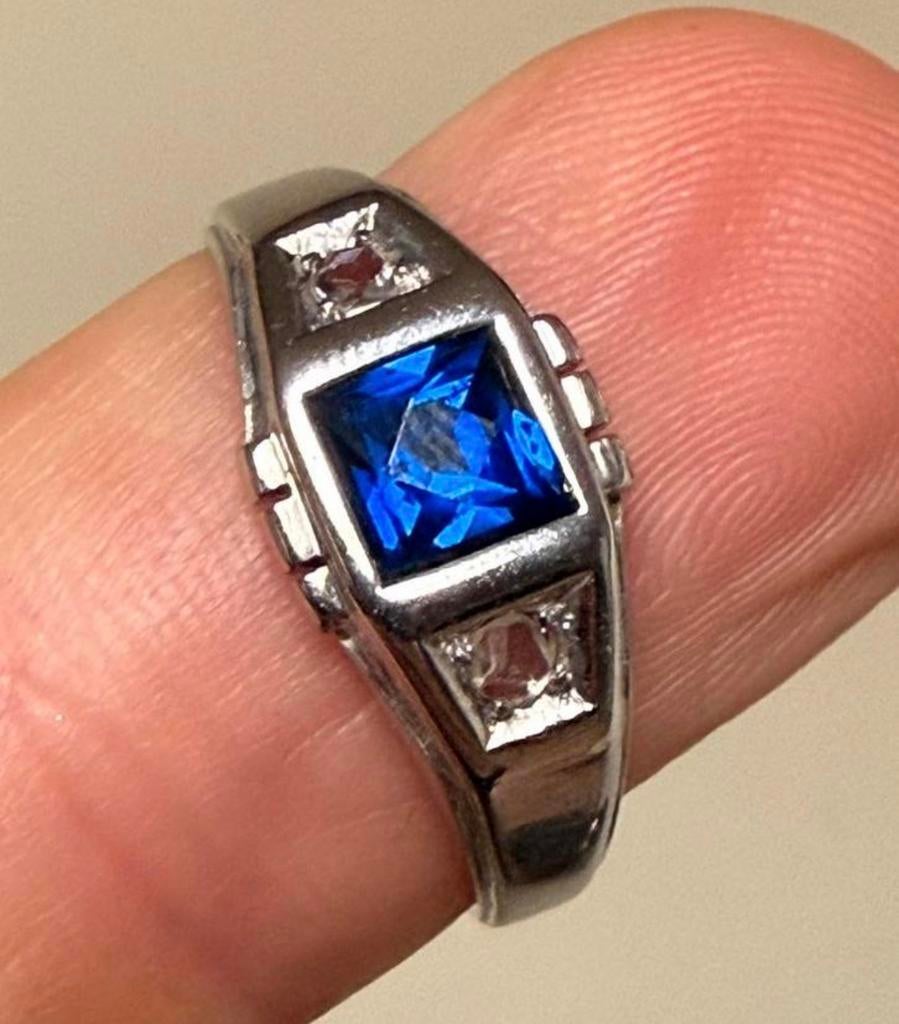 18 karaat gouden ring met natuurlijke diamant en saffier!, Bijoux, Sacs & Beauté, Bagues, Enlèvement ou Envoi, Femme ou Homme