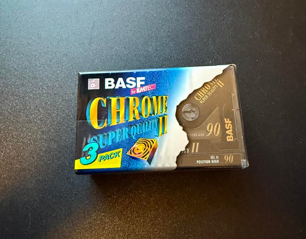 BASF chrome II lege cassette 90 minuten 3 pack, Cd's en Dvd's, Cassettebandjes, Ophalen of Verzenden, Nieuw in verpakking