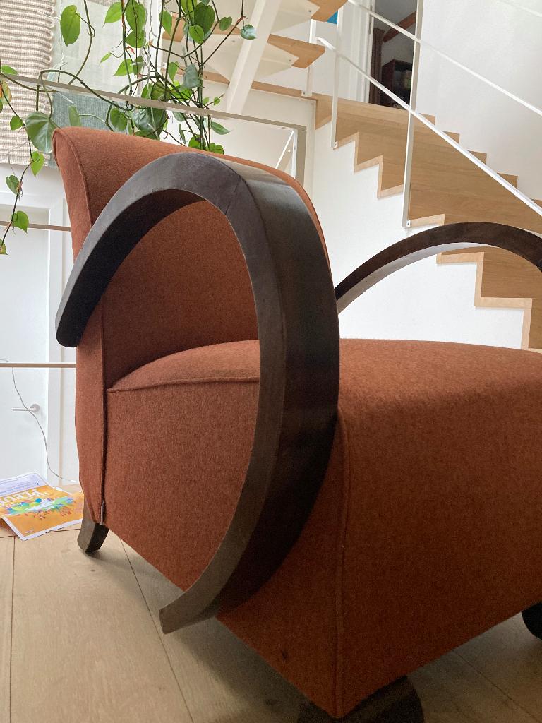 Art deco zetel met  voetbankje, Huis en Inrichting, Zetels | Zetels, Ophalen, Gebruikt