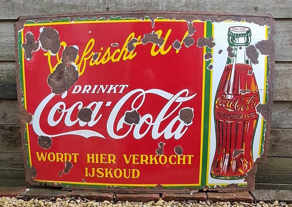 Emaille bord Coca cola 1937, Verzamelen, Ophalen